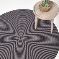 Homescapes - Handgewebter Teppich mit Spiralemuster in grau und schwarz, 120 cm rund von HOMESCAPES