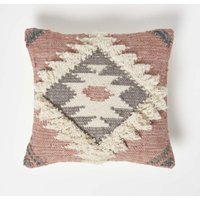 Kelim Kissen Pali rosa-grau – Kissen 45 x 45 cm mit Füllung - Homescapes von HOMESCAPES