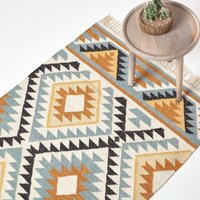 Homescapes - Kelim-Teppich Agra 160x230 cm – Handwebteppich aus Wolle & Baumwolle von HOMESCAPES