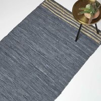Homescapes - Lederteppich grau mit Streifen 90 x 150 cm – Teppich aus Recycling-Leder von HOMESCAPES