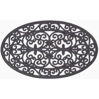 Homescapes - Ovale Fußmatte aus Gummi, 70 x 44 cm, schwarz - Schwarz von HOMESCAPES