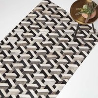 Homescapes - Patchwork Lederteppich 90 x 150 cm creme-grau-schwarz - Fellteppich Quader-Muster Homescapes - Patchwork Lederteppich 90 x 150 cm creme-grau-schwarz - Fellteppich Quader-Muster von HOMESCAPES