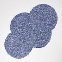 Homescapes - Tischset blau im 4er-Set, 40 cm – 4x Platzset rund geflochten von HOMESCAPES