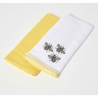 Homescapes - Waffelpiqué-Geschirrtücher mit Bienen-Motiv im 2er Set, 40 x 60 cm Homescapes - Waffelpiqué-Geschirrtücher mit Bienen-Motiv im 2er Set, 40 x 60 cm von HOMESCAPES
