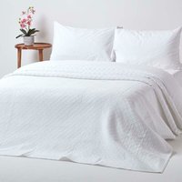 Homescapes - Weiße Tagesdecke mit Diamant-Muster, 180 x 260 cm von HOMESCAPES