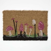 Homescapes - Kokos-Fußmatte rutschfest mit Fliegenpilz-Motiv, 40 x 60 cm von HOMESCAPES