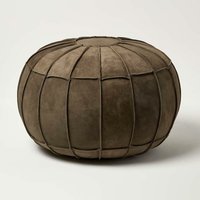 Orientalischer Leder-Pouf rund braun, 50 x 50 x 40 cm - Homescapes von HOMESCAPES