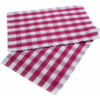 Homescapes - Pink kariertes Tischset aus 100% Baumwolle im 2er Pack von HOMESCAPES