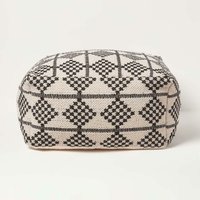 Pouf Adana mit Rautenmuster 55 x 30 cm - Sitzsack-Hocker creme-schwarz - Schwarz-Creme - Homescapes von HOMESCAPES