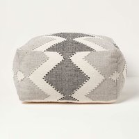 Pouf Malmö geometrisch gemustert 55 x 30 cm - Sitzsack-Hocker creme-grau-schwarz - Creme-Grau - Homescapes von HOMESCAPES