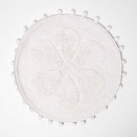 Homescapes - Runde Badematte Blume, 60 cm - Badvorleger weiß mit Pompons von HOMESCAPES