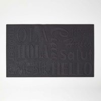 Homescapes - Schwarze PVC-Fußmatte Hello Dicke, strapazierfähige, rutschfeste von HOMESCAPES