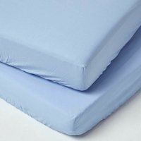 Homescapes - Spannbettlaken Kinderbett 60 x 120 cm, Fadendichte 200, 2er Set, blau von HOMESCAPES