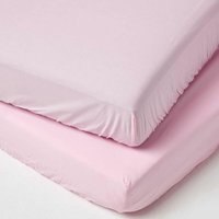Homescapes - Spannbettlaken Kinderbett 70 x 140 cm, Fadendichte 200, 2er Set, rosa von HOMESCAPES