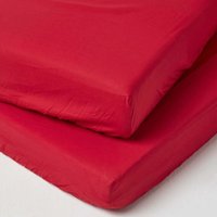 Homescapes - Spannbettlaken Kinderbett 70 x 140 cm, Fadendichte 200, 2er Set, rot von HOMESCAPES