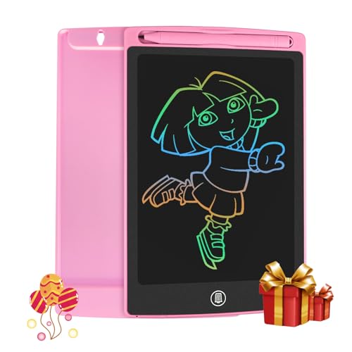 HOMESTEC LCD Schreibtafel 8,5 Zoll, Schreibtafel Buntes Display Kinder Laptop für Notieren/Zeichnen, Optimaler Papierersatz, Kinderspielzeug ab 3 Jahre (Rosa) von HOMESTEC