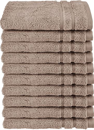 HOMESTORY Premium Handtuch-Set 10-teilig, 100% Baumwolle, Frottee, 550g/m², weich, saugstark und schnelltrocknend, Oeko-Tex 100, Hellbraun, 10x Gästetuch - 30x50 cm von HOMESTORY