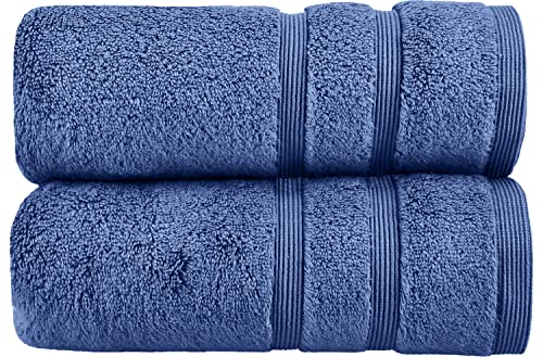 HOMESTORY Premium Handtuch-Set 2-teilig, 100% Baumwolle, Frottee, 550g/m², weich, saugstark und schnelltrocknend, Oeko-Tex 100, Blau, 2X Handtuch - 50x100 cm von HOMESTORY