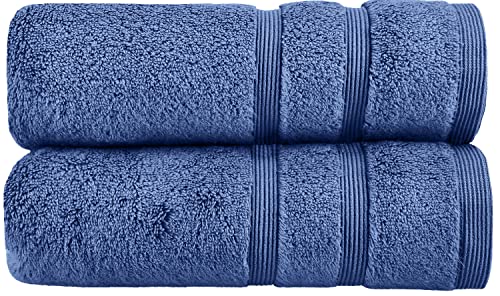 HOMESTORY Premium Handtuch-Set 2-teilig, 100% Baumwolle, Frottee, 550g/m², weich, saugstark und schnelltrocknend, Oeko-Tex 100, Blau, 2X Badetuch - 100x150 cm von HOMESTORY