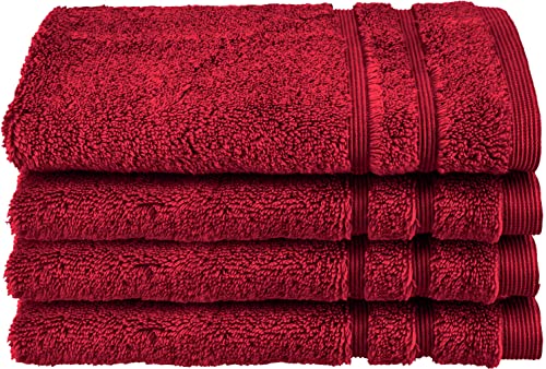 HOMESTORY Premium Handtuch-Set 4-teilig, 100% Baumwolle, Frottee, 550g/m², weich, saugstark und schnelltrocknend, Oeko-Tex 100, Rot, 4X Gästetuch - 30x50 cm von HOMESTORY
