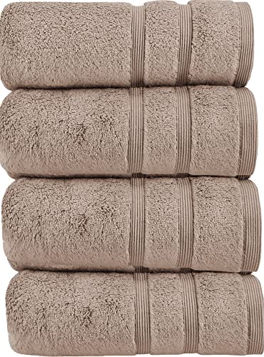 HOMESTORY Premium Handtuch-Set 4-teilig, 100% Baumwolle, Frottee, 550g/m², weich, saugstark und schnelltrocknend, Oeko-Tex 100, Taupe, 4X Handtuch - 50x100 cm von HOMESTORY