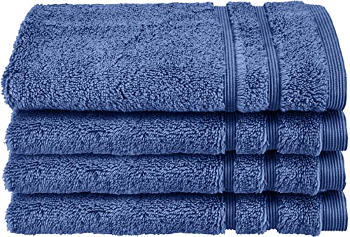 HOMESTORY Premium Handtuch-Set 4-teilig, 100% Baumwolle, Frottee, 550g/m², weich, saugstark und schnelltrocknend, Oeko-Tex 100, Blau, 4X Gästetuch - 30x50 cm von HOMESTORY