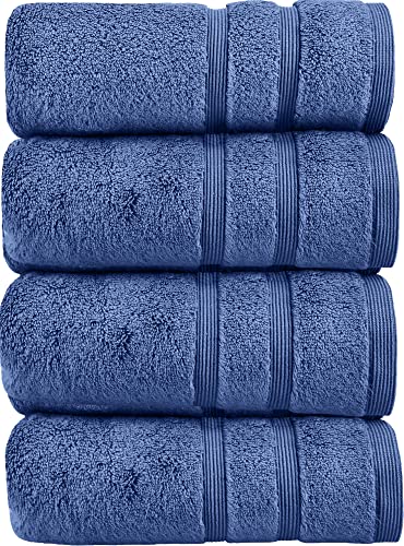 HOMESTORY Premium Handtuch-Set 4-teilig, 100% Baumwolle, Frottee, 550g/m², weich, saugstark und schnelltrocknend, Oeko-Tex 100, Blau, 4X Handtuch - 50x100 cm von HOMESTORY