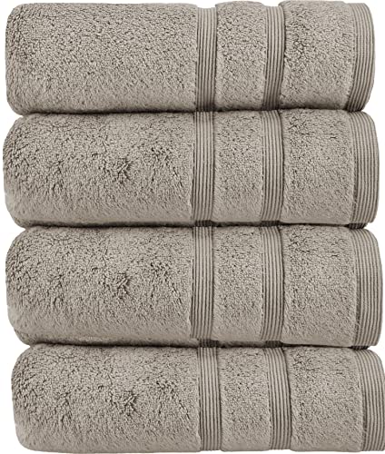 HOMESTORY Premium Handtuch-Set 4-teilig, 100% Baumwolle, Frottee, 550g/m², weich, saugstark und schnelltrocknend, Oeko-Tex 100, Taupe, 4X Badetuch - 100x150 cm von HOMESTORY