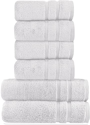 HOMESTORY Premium Handtuch-Set 6-teilig, 100% Baumwolle, Frottee, 550g/m², weich, saugstark und schnelltrocknend, Oeko-Tex 100, Weiß, 2X Duschtuch + 4X Handtuch von HOMESTORY