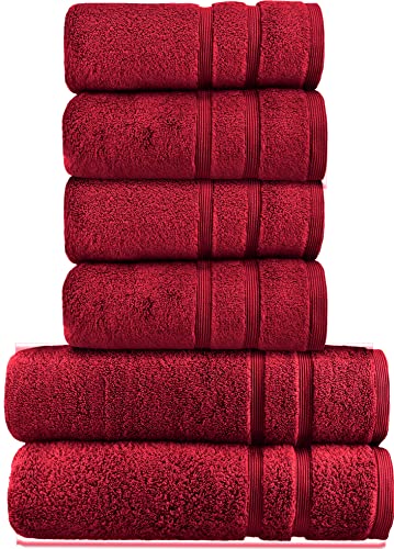 HOMESTORY Premium Handtuch-Set 6-teilig, 100% Baumwolle, Frottee, 550g/m², weich, saugstark und schnelltrocknend, Oeko-Tex 100, Rot, 2X Duschtuch + 4X Handtuch von HOMESTORY