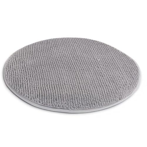 Level One Badematte Hell-Grau 1 Stück Rund, weiches saugstarkes Polyester, Badeteppich rutschfest & schnelltrocknend, Fußbodenheizung geeignet, 1.000 GSM Ø 55 cm von HOMESTORY