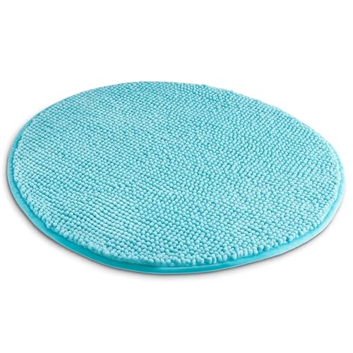 Level One Badematte Türkis 1 Stück Rund, weiches saugstarkes Polyester, Badeteppich rutschfest & schnelltrocknend, Fußbodenheizung geeignet, 1.000 GSM Ø 55 cm von HOMESTORY