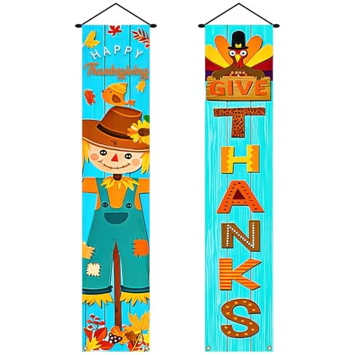HOMETITUTE 2 Stück Thanksgiving-Veranda-Banner mit Aufschrift "Give Thanks Happy Fall", 30,5 x 180,9 cm, Herbst-Hängebanner für Haustür, Innen- und Außenbereich, Herbst, Urlaub, Erntedank-Dekoration HOMETITUTE 2 Stück Thanksgiving-Veranda-Banner mit Aufschrift "Give Thanks Happy Fall", 30,5 x 180,9 cm, Herbst-Hängebanner für Haustür, Innen- und Außenbereich, Herbst, Urlaub, Erntedank-Dekoration von HOMETITUTE