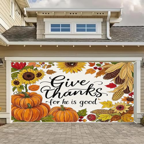 HOMETITUTE Banner für Garagentor, 4 x 1,8 m, Kürbis, Cornucopia, Herbstblätter, Sonnenblume, Foto-Hintergrund, Wandbild, Dekorationen, Party-Hintergrund, Outdoor, Innenbereich, Feier, Banner HOMETITUTE Banner für Garagentor, 4 x 1,8 m, Kürbis, Cornucopia, Herbstblätter, Sonnenblume, Foto-Hintergrund, Wandbild, Dekorationen, Party-Hintergrund, Outdoor, Innenbereich, Feier, Banner von HOMETITUTE