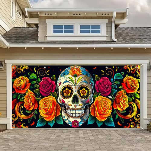 HOMETITUTE Día de Los Muertos Garagentorabdeckung, Banner, bunt, Zuckerschädel, Ringelblume, Blumenmuster, Papel, Picado, zum Aufhängen, für drinnen und draußen, Party, Fotohintergrund, Dekoration, 4 HOMETITUTE Día de Los Muertos Garagentorabdeckung, Banner, bunt, Zuckerschädel, Ringelblume, Blumenmuster, Papel, Picado, zum Aufhängen, für drinnen und draußen, Party, Fotohintergrund, Dekoration, 4 von HOMETITUTE