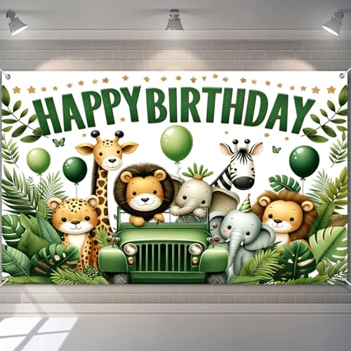 HOMETITUTE Dschungeltier-Geburtstagsbanner 248 x 183 cm Happy Birthday Banner Cartoon Safari Abenteuer Party Hintergrund für Kinder Safari Thema Party Dekoration Supplies HOMETITUTE Dschungeltier-Geburtstagsbanner 248 x 183 cm Happy Birthday Banner Cartoon Safari Abenteuer Party Hintergrund für Kinder Safari Thema Party Dekoration Supplies von HOMETITUTE