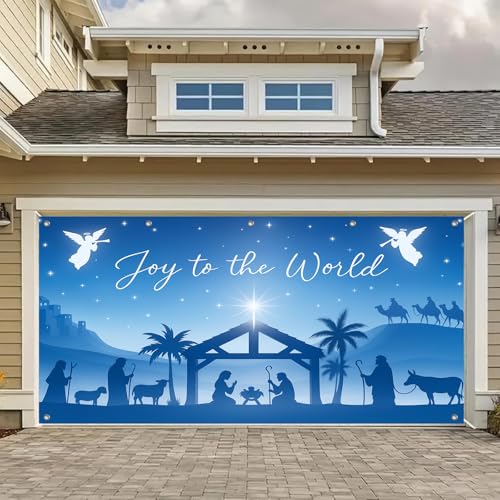 HOMETITUTE Garagentor-Banner für Weihnachten, 4 x 1,8 m, Motiv: Freude an der Welt, blaue Themen-Hintergrund, Banner für Außen- und Innenbereich, Wintertürabdeckung, Garagenwandabdeckung für Party HOMETITUTE Garagentor-Banner für Weihnachten, 4 x 1,8 m, Motiv: Freude an der Welt, blaue Themen-Hintergrund, Banner für Außen- und Innenbereich, Wintertürabdeckung, Garagenwandabdeckung für Party von HOMETITUTE