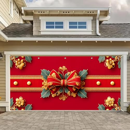 HOMETITUTE Garagentor-Banner für Weihnachten, 4 x 1,8 m, Urlaubsschleife, Hintergrund, groß, Rotgold, Dekoration für Außenwand, Weihnachten, Party, Veranda, Vorhaus, Hintergrund HOMETITUTE Garagentor-Banner für Weihnachten, 4 x 1,8 m, Urlaubsschleife, Hintergrund, groß, Rotgold, Dekoration für Außenwand, Weihnachten, Party, Veranda, Vorhaus, Hintergrund von HOMETITUTE