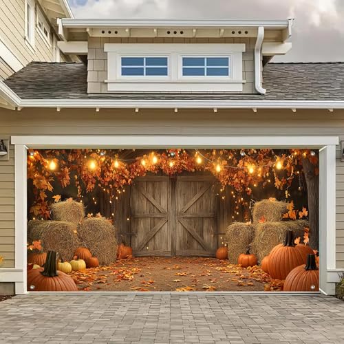 HOMETITUTE Garagentor-Banner für den Herbst, 4 x 1,8 m, Herbst-Scheunentor, Kürbisse, Heuballen, Thema, Hintergrundbanner für Außen- und Innenbereich, Herbsttürabdeckung, Garagenwandabdeckung für HOMETITUTE Garagentor-Banner für den Herbst, 4 x 1,8 m, Herbst-Scheunentor, Kürbisse, Heuballen, Thema, Hintergrundbanner für Außen- und Innenbereich, Herbsttürabdeckung, Garagenwandabdeckung für von HOMETITUTE