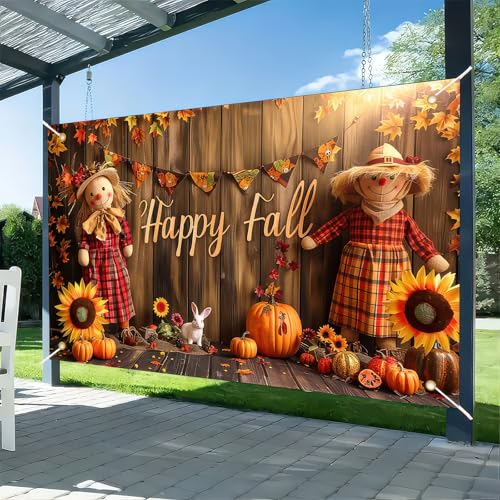 HOMETITUTE Happy Fall Banner Herbst Thanksgiving Hintergrund Banner 180 x 109 cm Vogelscheuche Outdoor Party Dekorationen Kürbis Herbst Ahornblätter Bauernhof Ernte Banner HOMETITUTE Happy Fall Banner Herbst Thanksgiving Hintergrund Banner 180 x 109 cm Vogelscheuche Outdoor Party Dekorationen Kürbis Herbst Ahornblätter Bauernhof Ernte Banner von HOMETITUTE
