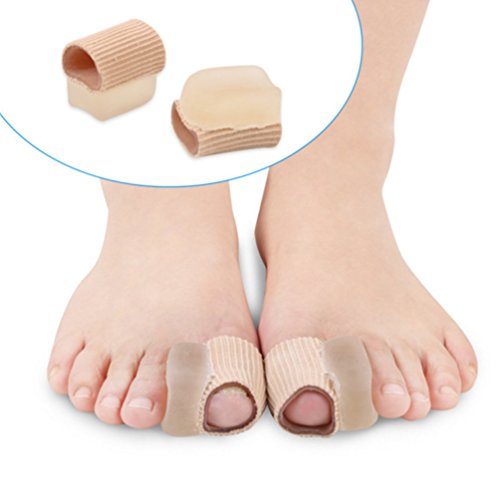HOMEYU® 4 Stück Stoff Zehenspreizer Toe Straightener Corrector Bunion Relief Zehe Spacer Set Gel Tube Sleeve Toe Protektoren für Männer und Frauen von HOMEYU