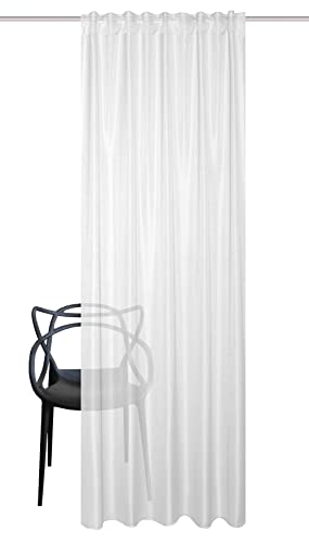 HOMEbasics 080530 Kombiband Fertigschal Softy halbtransparent, Farbe:wollweiß, Größe:160 x 140 cm, Anzahl:2er Set von HOMEbasics