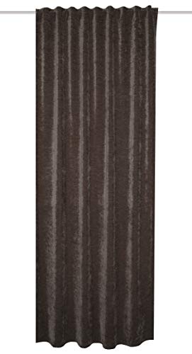 HOMEbasics 085425-6001 - THERMOCHENILLE WOLLY Thermovorhang - mit Kombiband | Stein 295 x 135 cm von HOMEbasics