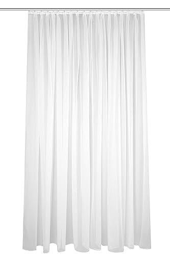 HOMEbasics 41600 Fertigstore SABLIO, transparent, Sablé-Effekt, Faltenband 1:3 cm, Farbe: Weiß, Anzahl 1x, 120 x 450 cm von HOMEbasics