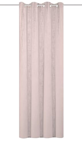 HOMEbasics 800530 Ösen Fertigschal Softy halbtransparent, Leinenstrucktur, Farbe:Rose, Größe:245 x 140 cm, Anzahl:1x von HOMEbasics