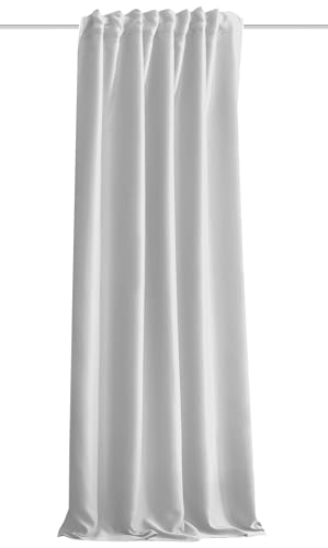 HOMEbasics | Akustikvorhang Uni | ACUSTICO | Lärm-, Hitze-, Kälte- und Zugluft-Schutz + abdunkelnd | wollweiß/hellgrau | 245 x 135 cm von HOMEbasics