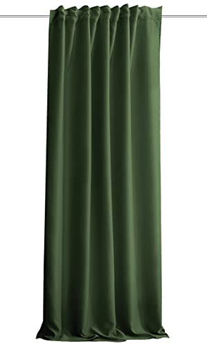 HOMEbasics | Akustikvorhang Uni | ACUSTICO | Lärm-, Hitze-, Kälte- und Zugluft-Schutz + abdunkelnd | Oliv | 245 x 135 cm von HOMEbasics