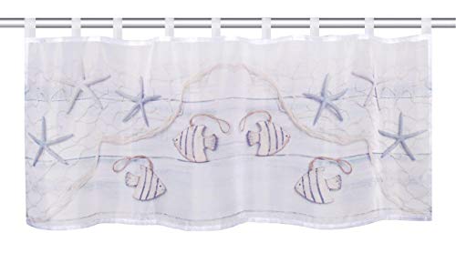 HOMEbasics Cafehaus FISCIO, transparent Voile, 45x140 cm, Blau von HOMEbasics