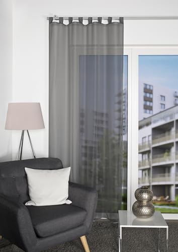 HOMEbasics Schlaufenschal 49041 Nessi Transparentvoile, 245x135 cm, Farbe:anthrazit, Größe:245 x 135 cm, Anzahl:2er Set (2X) von HOMEbasics