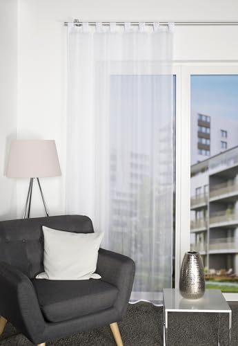 HOMEbasics Schlaufenschal 49041 Nessi Transparentvoile, 245x135 cm, Farbe:weiß, Größe:245 x 135 cm, Anzahl:2er Set (2X) von HOMEbasics